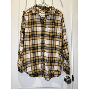 American Eagle Boyfriend Fit Yellow Plaid Button Down Shirt Amazing Soft Medium